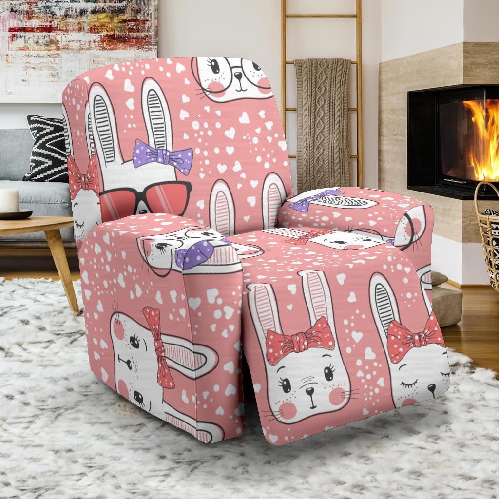 Cute Bunny Rabbit Pattern Print Recliner Cover-grizzshop