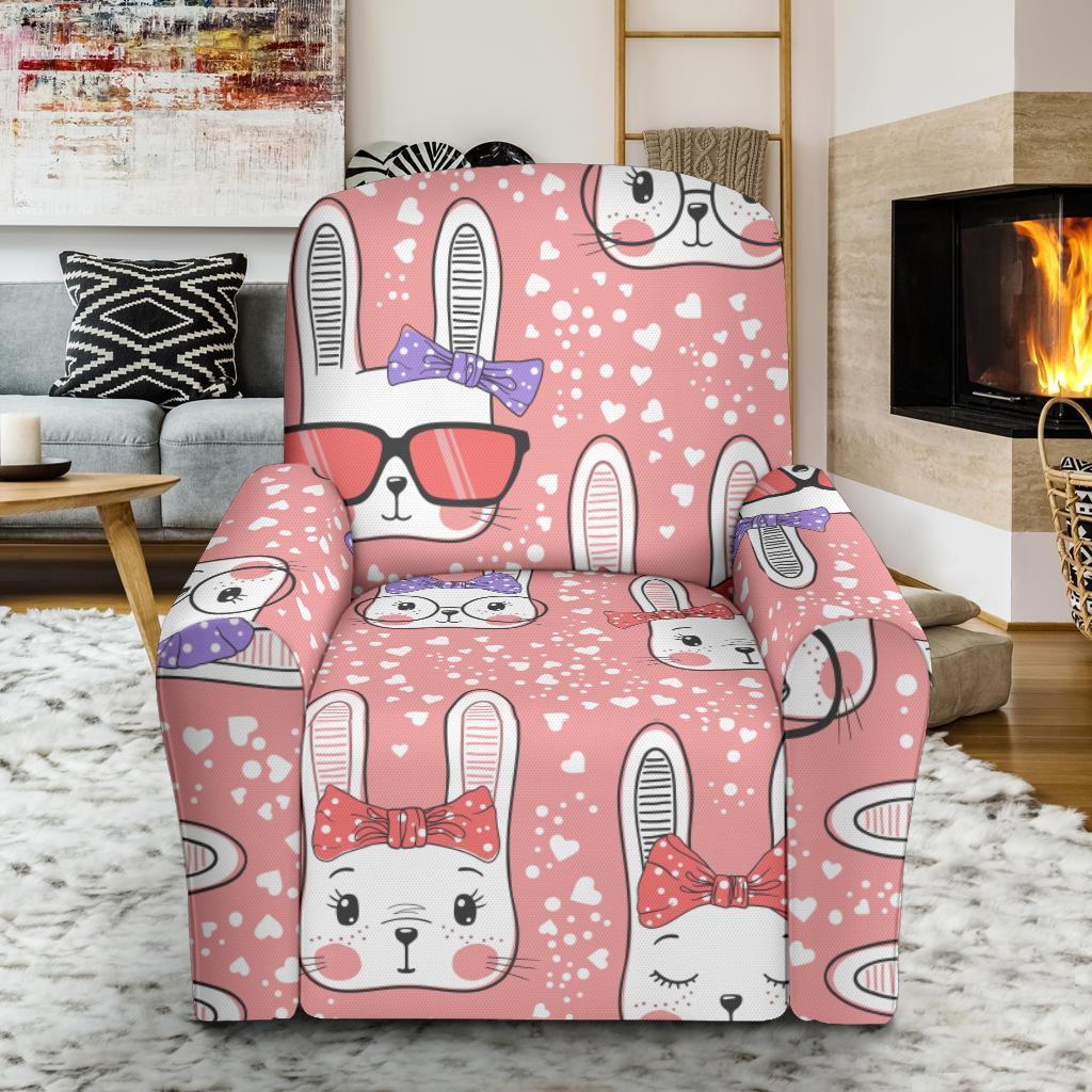 Cute Bunny Rabbit Pattern Print Recliner Cover-grizzshop