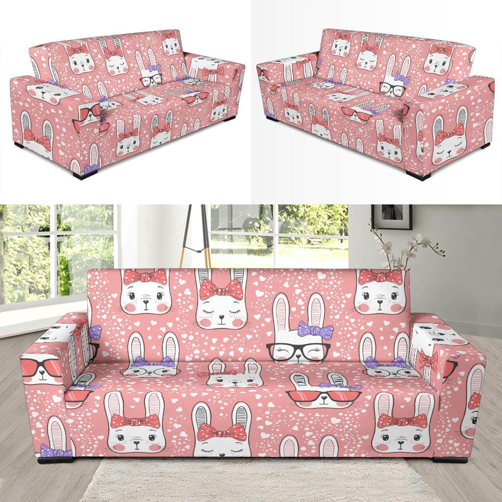 Cute Bunny Rabbit Pattern Print Sofa Covers-grizzshop