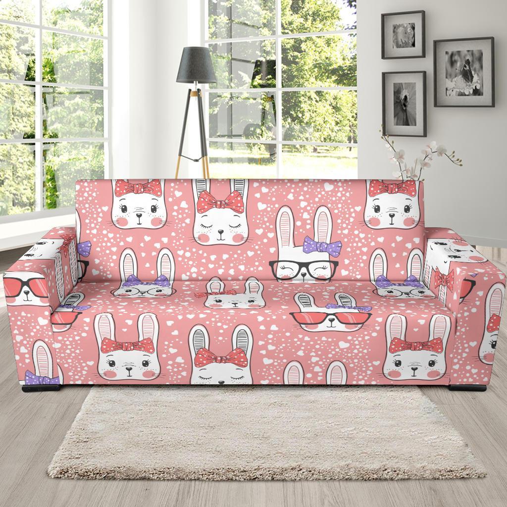 Cute Bunny Rabbit Pattern Print Sofa Covers-grizzshop