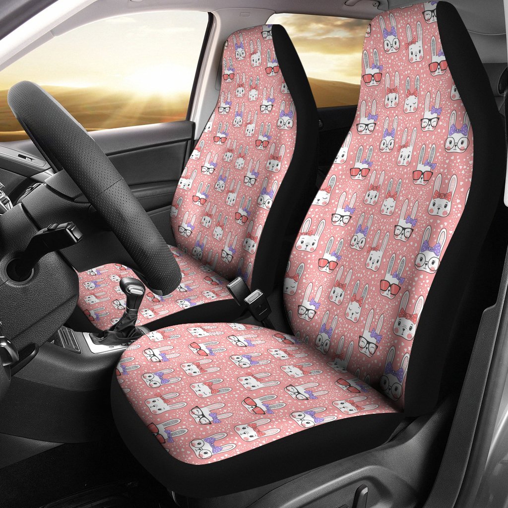 Cute Bunny Rabbit Pattern Print Universal Fit Car Seat Cover-grizzshop