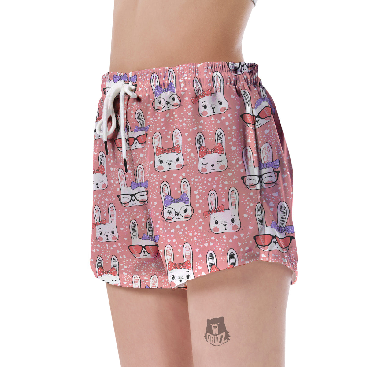 Cute Bunny Rabbit Pattern Print Women's Shorts-grizzshop