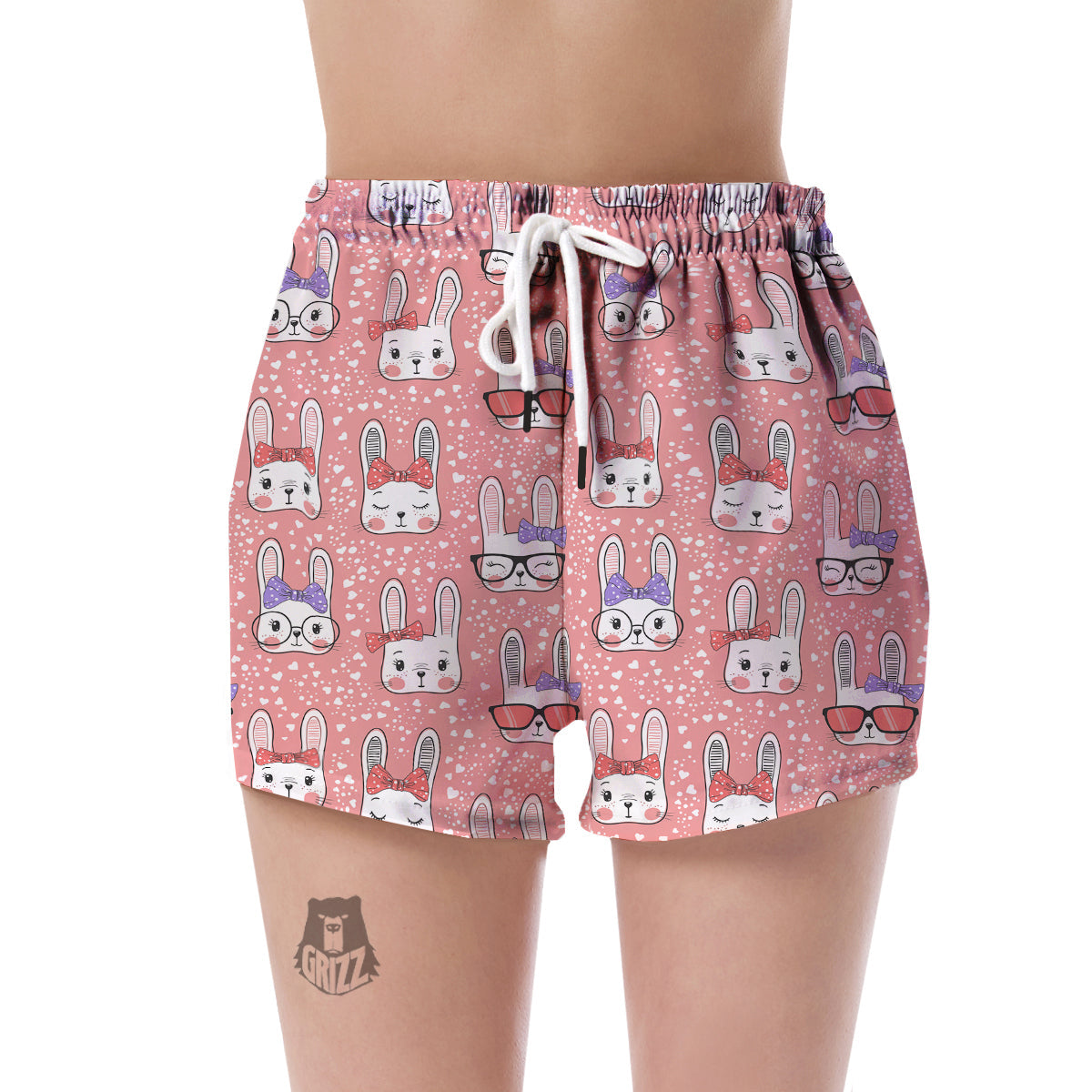 Cute Bunny Rabbit Pattern Print Women's Shorts-grizzshop
