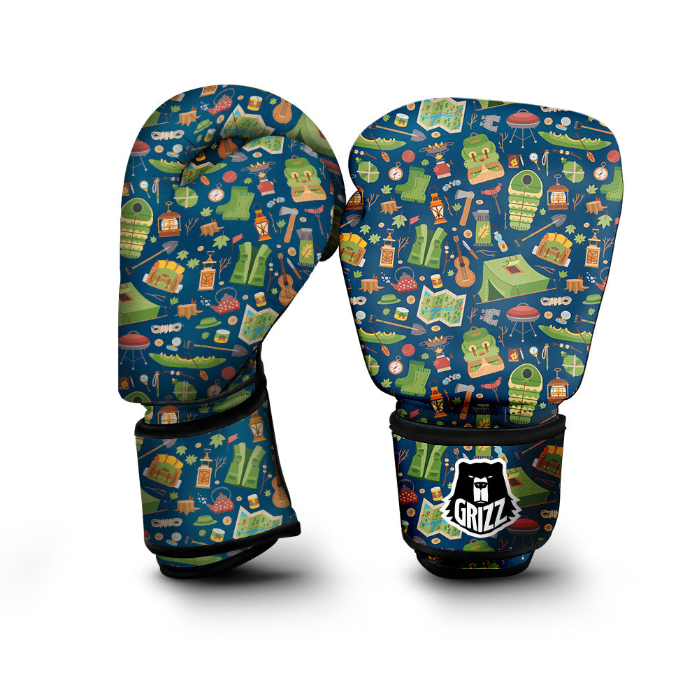 Cute Camping Equipment Print Pattern Boxing Gloves-grizzshop