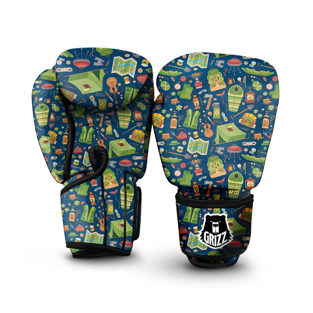 Cute Camping Equipment Print Pattern Boxing Gloves-grizzshop