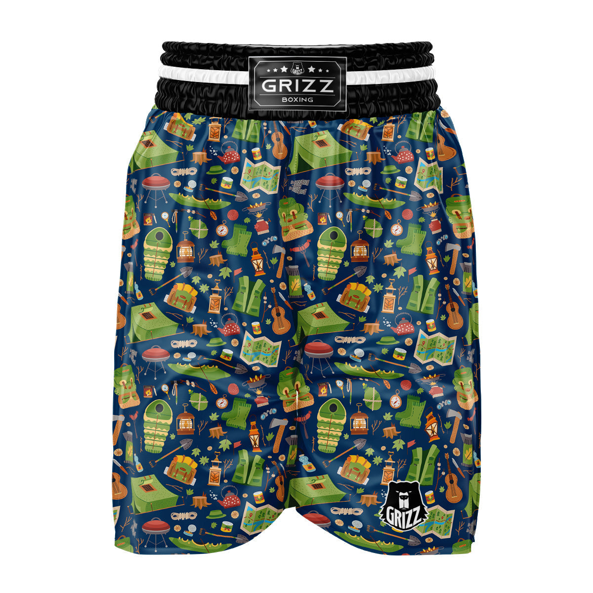 Cute Camping Equipment Print Pattern Boxing Shorts-grizzshop