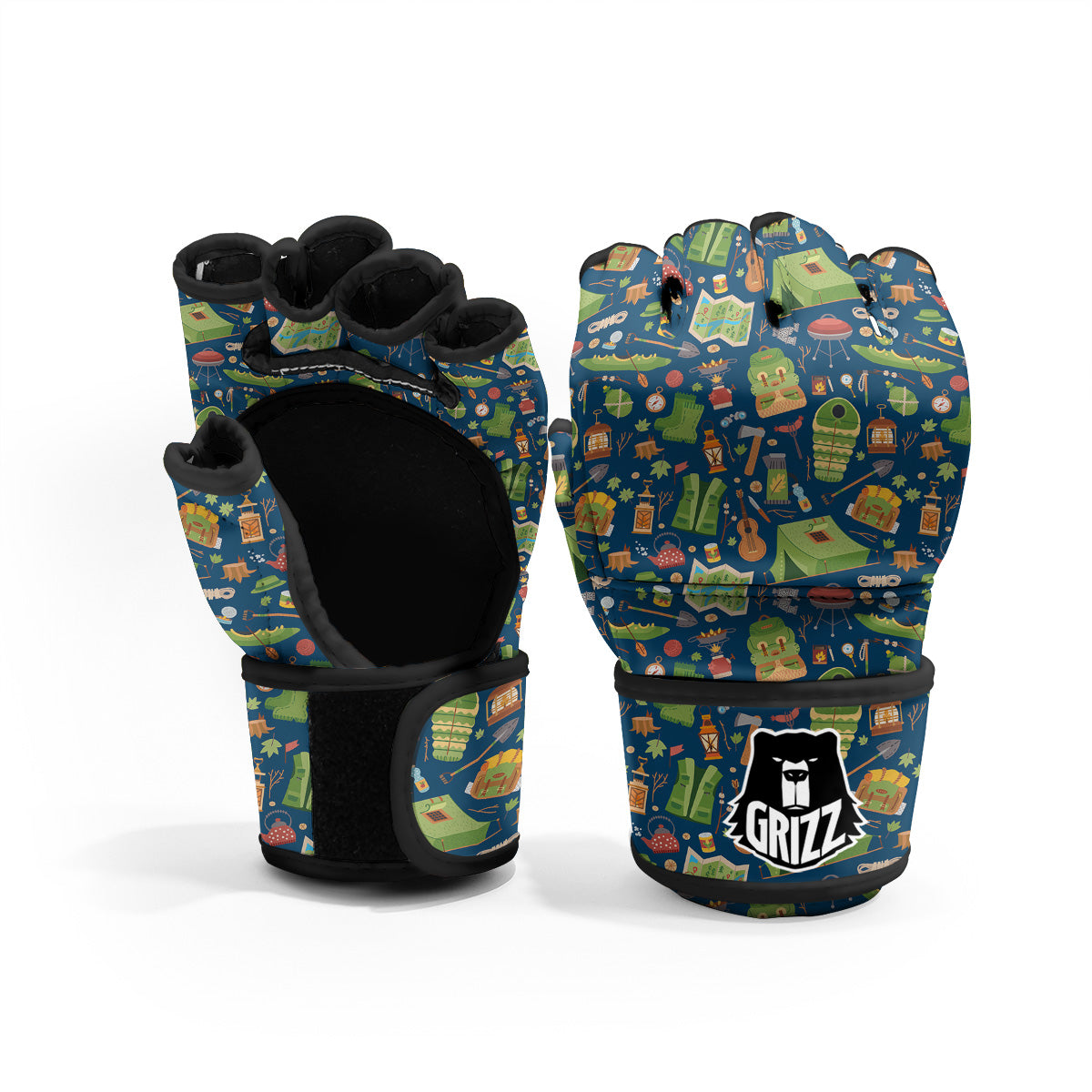 Cute Camping Equipment Print Pattern MMA Gloves-grizzshop