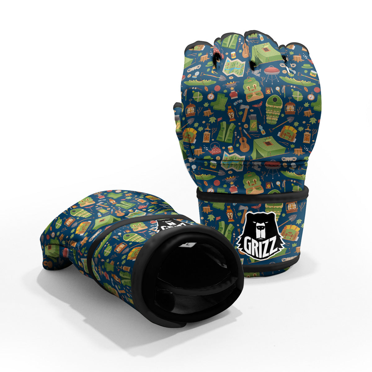 Cute Camping Equipment Print Pattern MMA Gloves-grizzshop