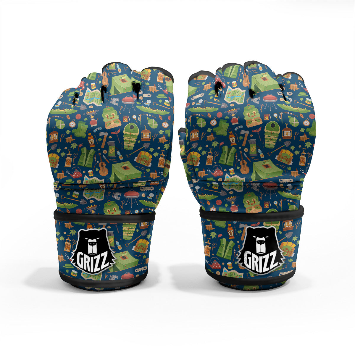 Cute Camping Equipment Print Pattern MMA Gloves-grizzshop