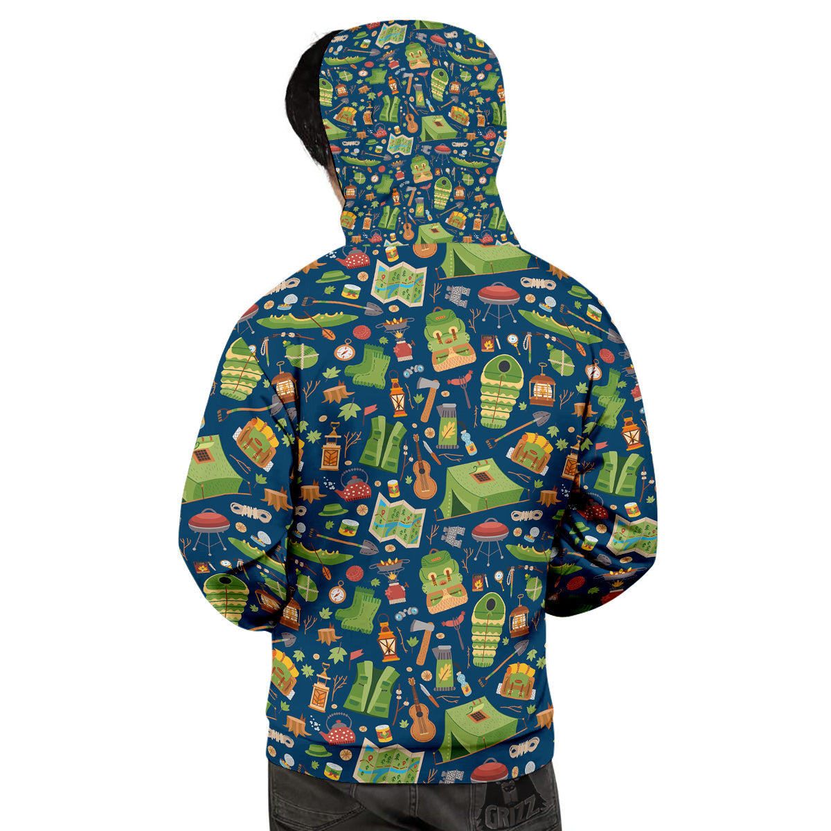 Cute Camping Equipment Print Pattern Men's Hoodie-grizzshop