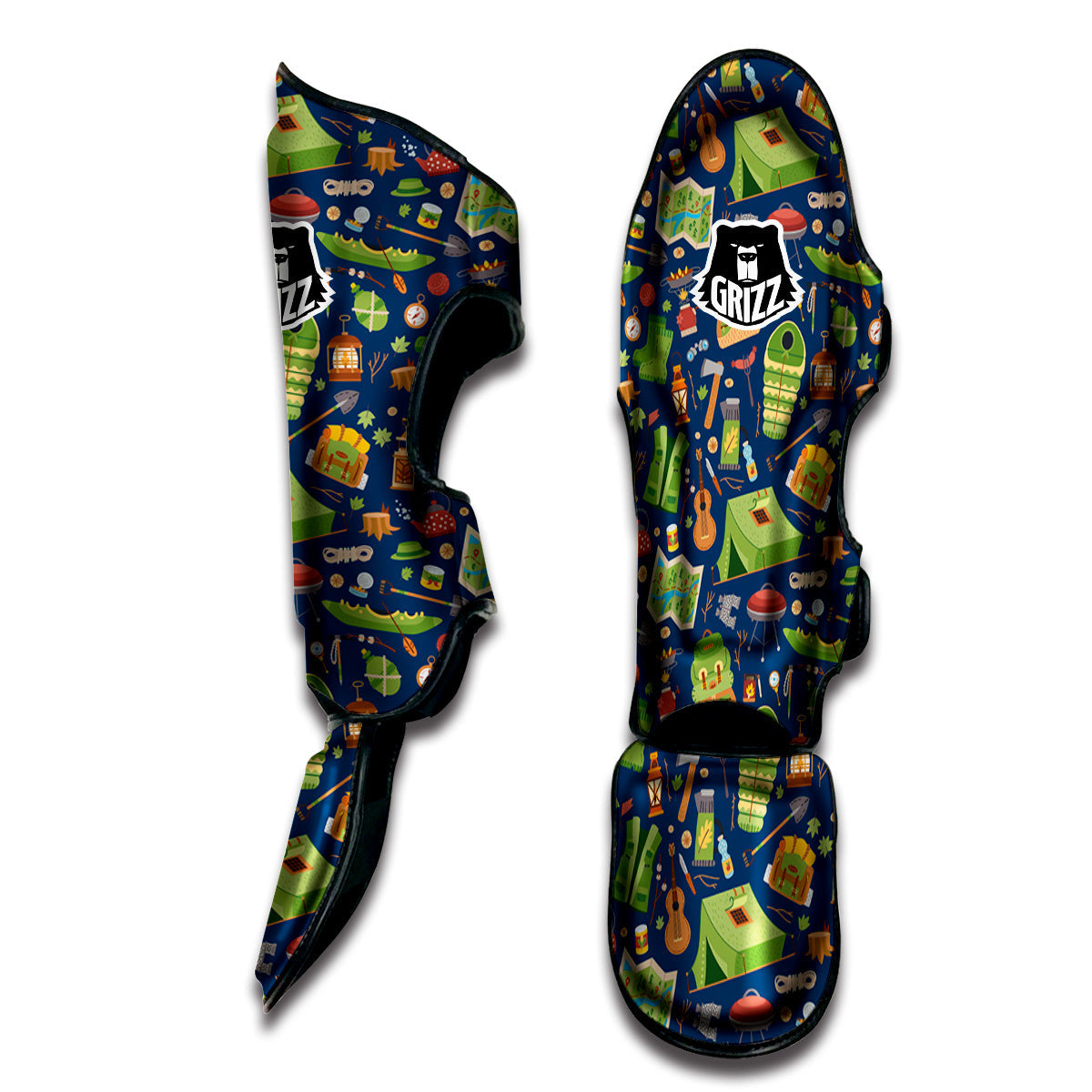 Cute Camping Equipment Print Pattern Muay Thai Shin Guards-grizzshop