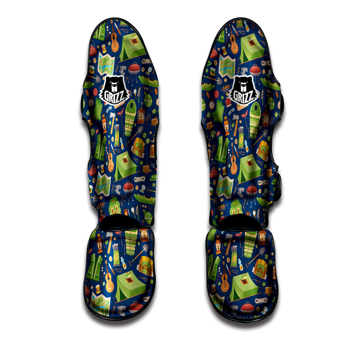 Cute Camping Equipment Print Pattern Muay Thai Shin Guards-grizzshop