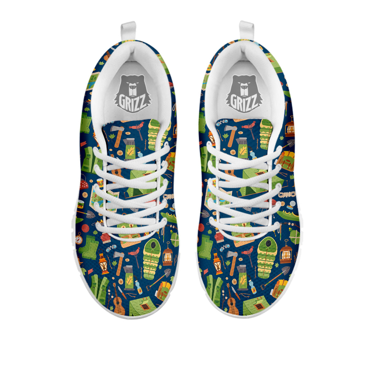 Cute Camping Equipment Print Pattern White Sneaker-grizzshop