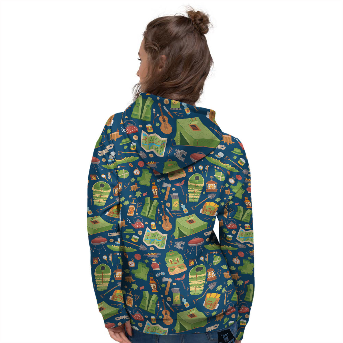 Cute Camping Equipment Print Pattern Women's Hoodie-grizzshop