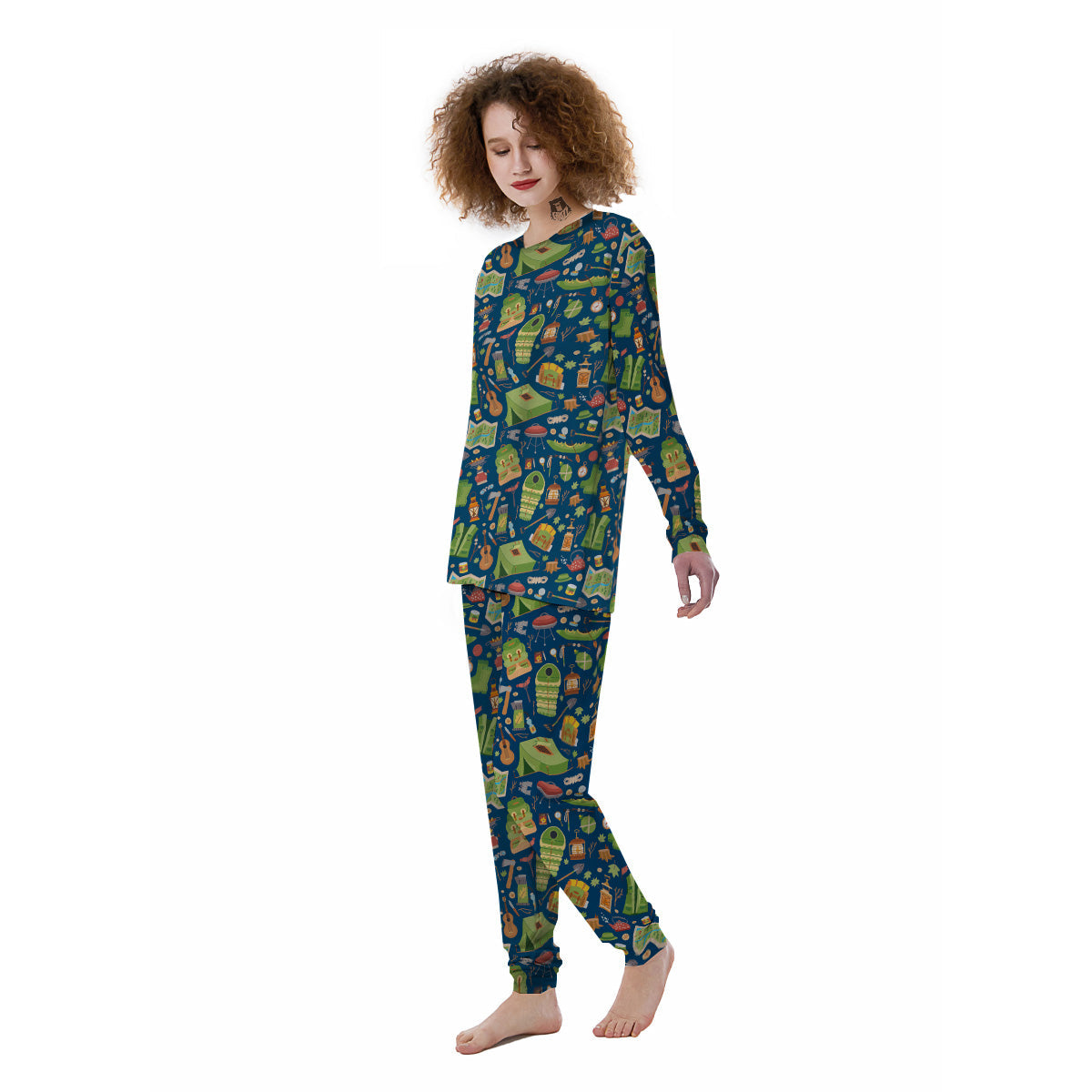 Cute Camping Equipment Print Pattern Women's Pajamas-grizzshop