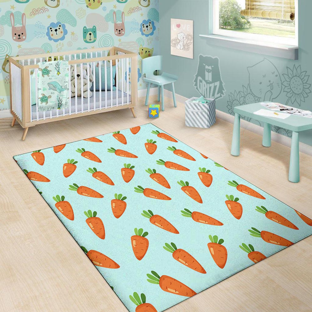 Cute Carrot Print Pattern Floor Mat-grizzshop