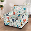 Cute Cartoon Doodle Cat Print Armchair Cover-grizzshop