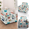 Cute Cartoon Doodle Cat Print Armchair Cover-grizzshop