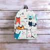 Cute Cartoon Doodle Cat Print Backpack-grizzshop