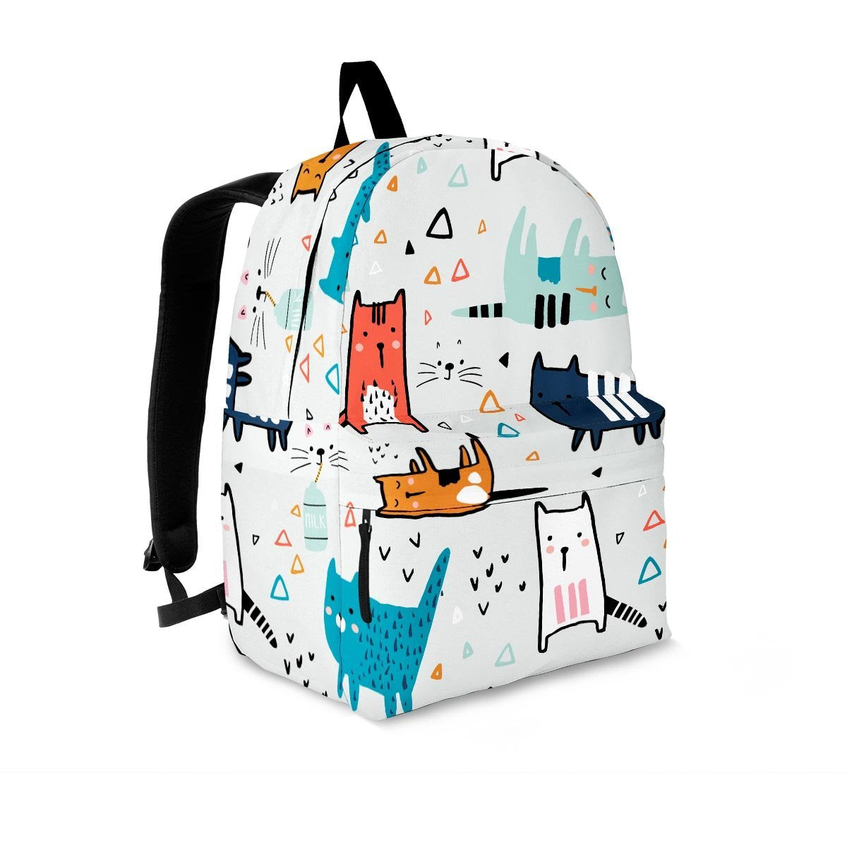 Cute Cartoon Doodle Cat Print Backpack-grizzshop