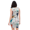 Cute Cartoon Doodle Cat Print Bodycon Dress-grizzshop