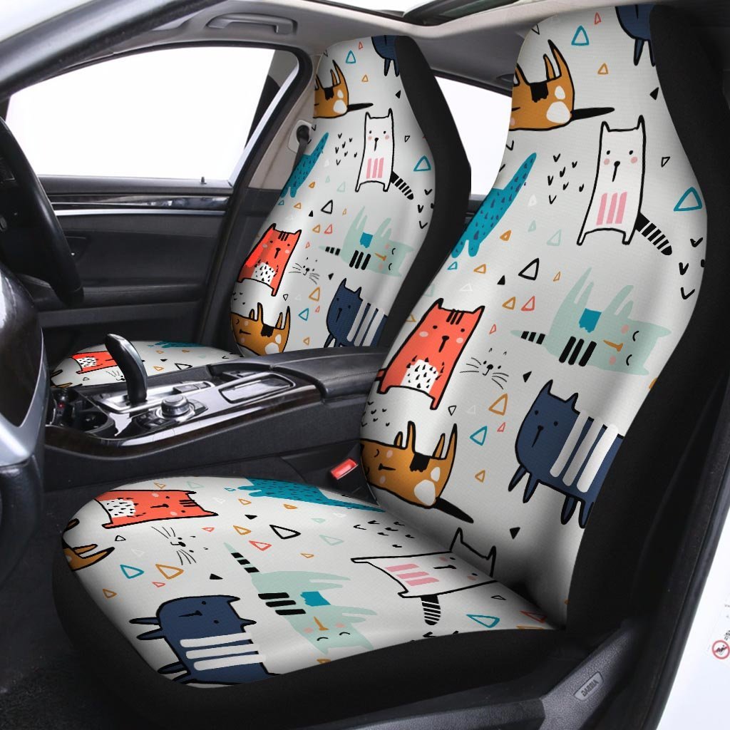 Cute Cartoon Doodle Cat Print Car Seat Covers-grizzshop