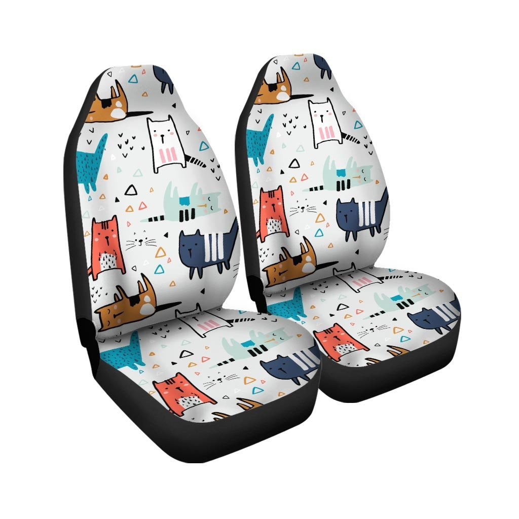 Cute Cartoon Doodle Cat Print Car Seat Covers-grizzshop