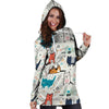 Cute Cartoon Doodle Cat Print Hoodie Dress-grizzshop