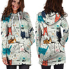 Cute Cartoon Doodle Cat Print Hoodie Dress-grizzshop