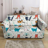 Cute Cartoon Doodle Cat Print Loveseat Cover-grizzshop