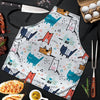 Cute Cartoon Doodle Cat Print Men's Apron-grizzshop