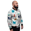 Cute Cartoon Doodle Cat Print Men's Bomber Jacket-grizzshop