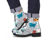 Cute Cartoon Doodle Cat Print Men's Boots-grizzshop