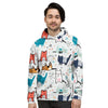 Cute Cartoon Doodle Cat Print Men's Hoodie-grizzshop