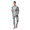 Cute Cartoon Doodle Cat Print Men's Pajamas-grizzshop