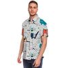 Cute Cartoon Doodle Cat Print Men's Short Sleeve Shirt-grizzshop