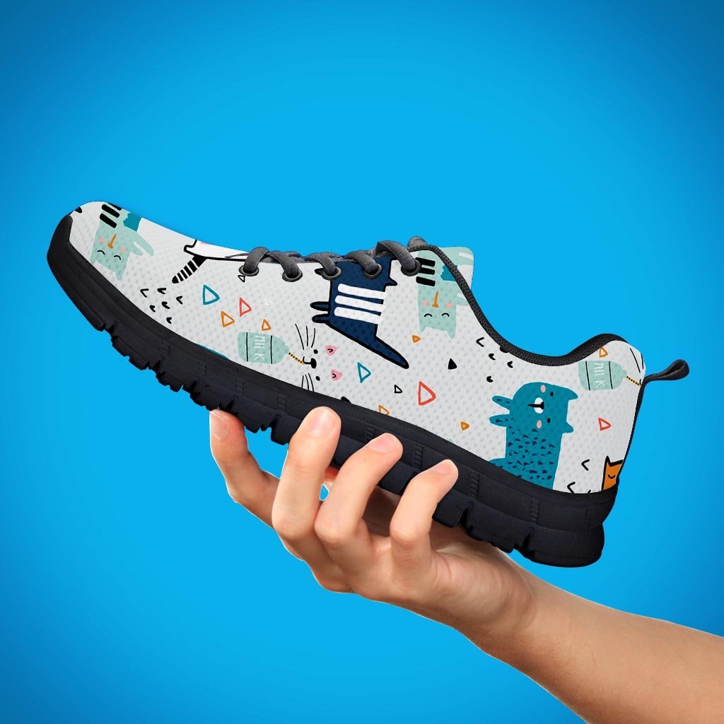 Cute Cartoon Doodle Cat Print Men's Sneakers-grizzshop