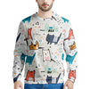 Cute Cartoon Doodle Cat Print Men's Sweatshirt-grizzshop