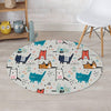 Cute Cartoon Doodle Cat Print Round Rug-grizzshop