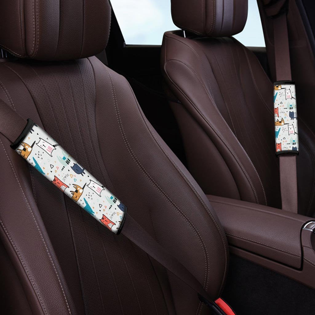 Cute Cartoon Doodle Cat Print Seat Belt Cover-grizzshop