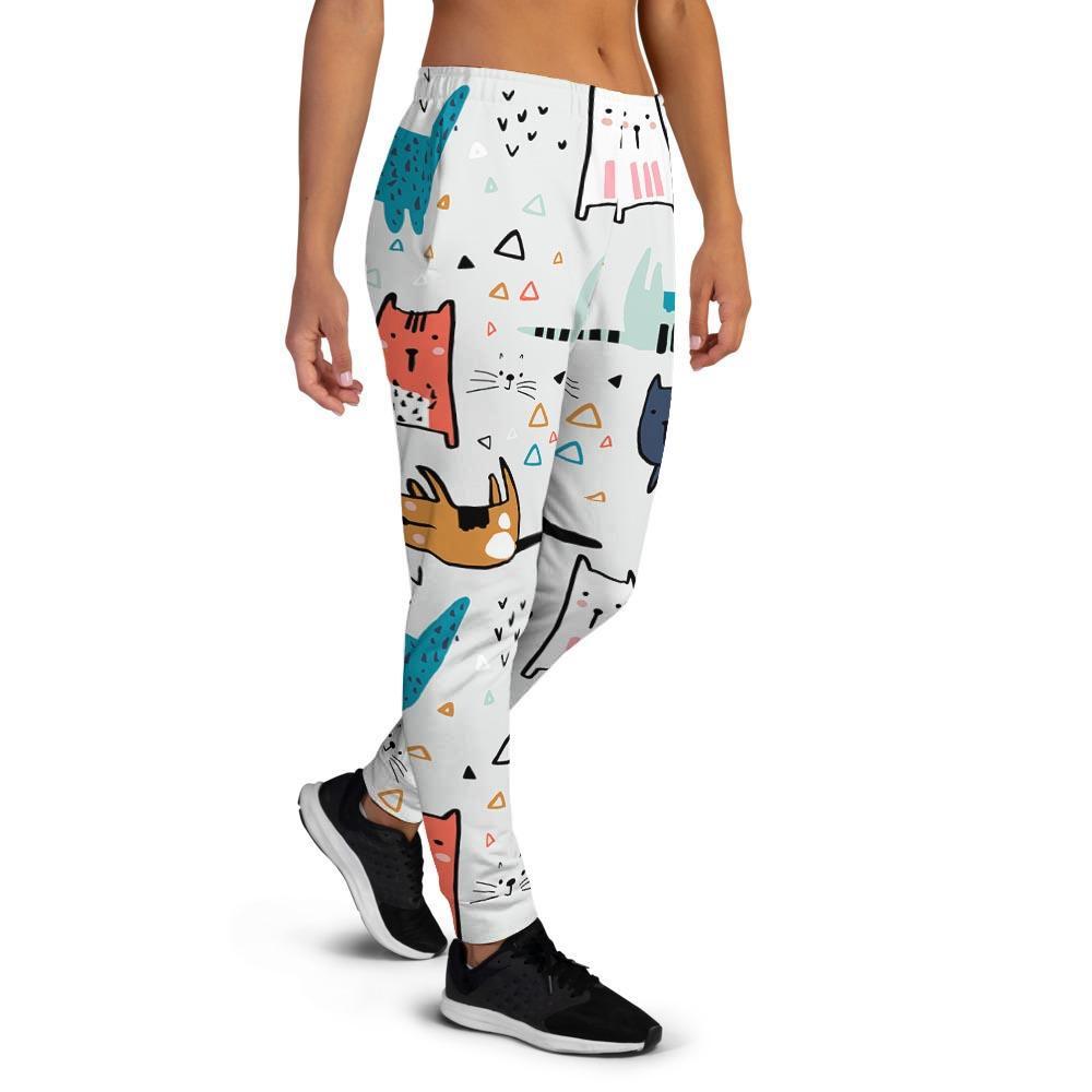 Cute Cartoon Doodle Cat Print Women's Joggers-grizzshop