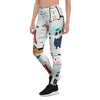 Cute Cartoon Doodle Cat Print Women's Leggings-grizzshop