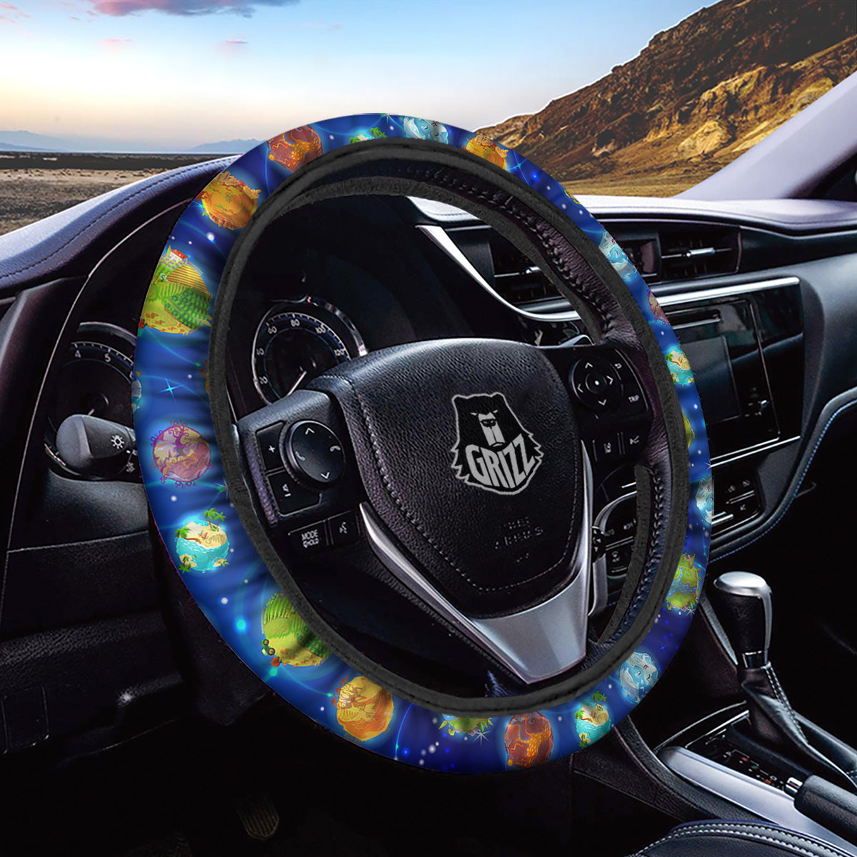 Cute Cartoon Planets Print Pattern Car Steering Wheel Cover-grizzshop