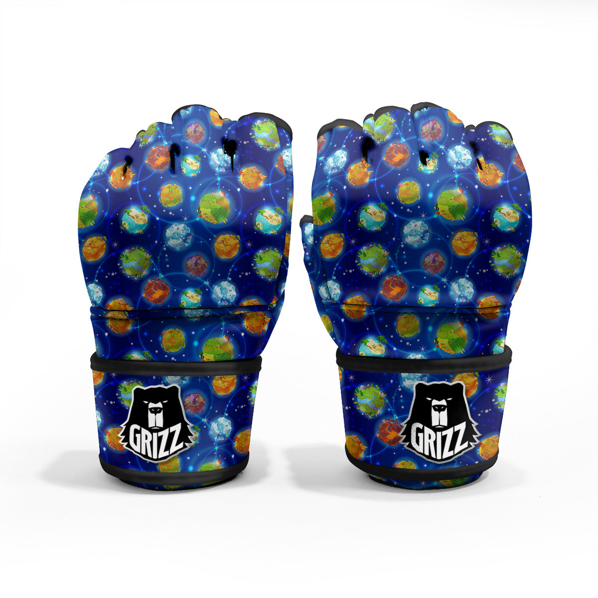 Cute Cartoon Planets Print Pattern MMA Gloves-grizzshop