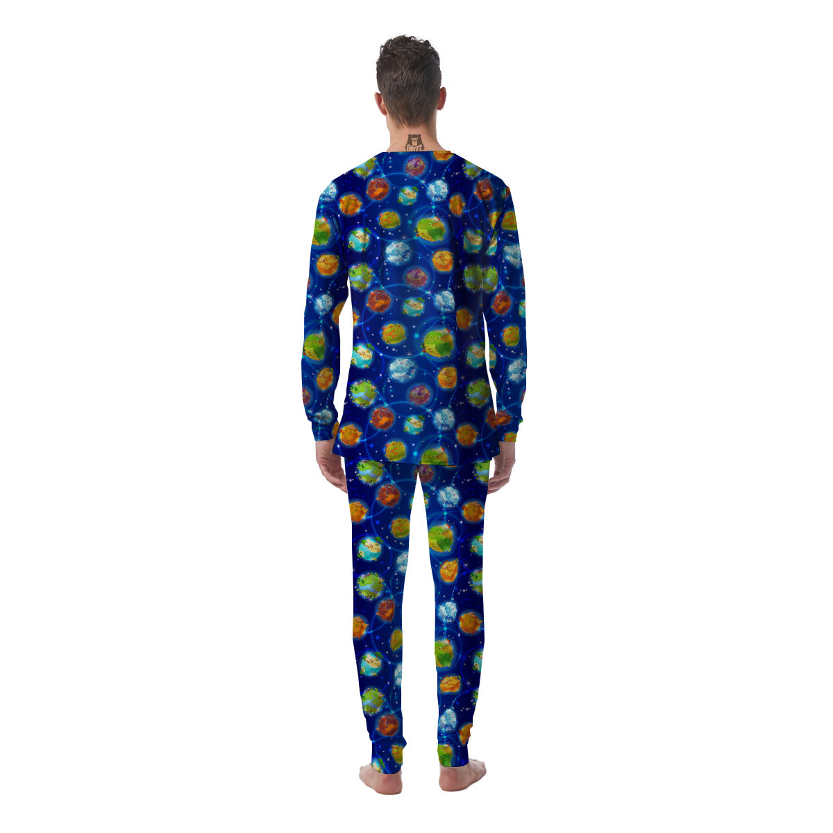 Cute Cartoon Planets Print Pattern Men's Pajamas-grizzshop