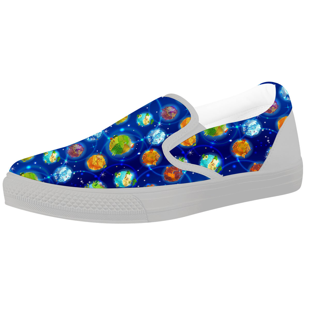 Cute Cartoon Planets Print Pattern White Slip On Shoes-grizzshop
