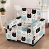 Cute Cat Face Print Armchair Cover-grizzshop