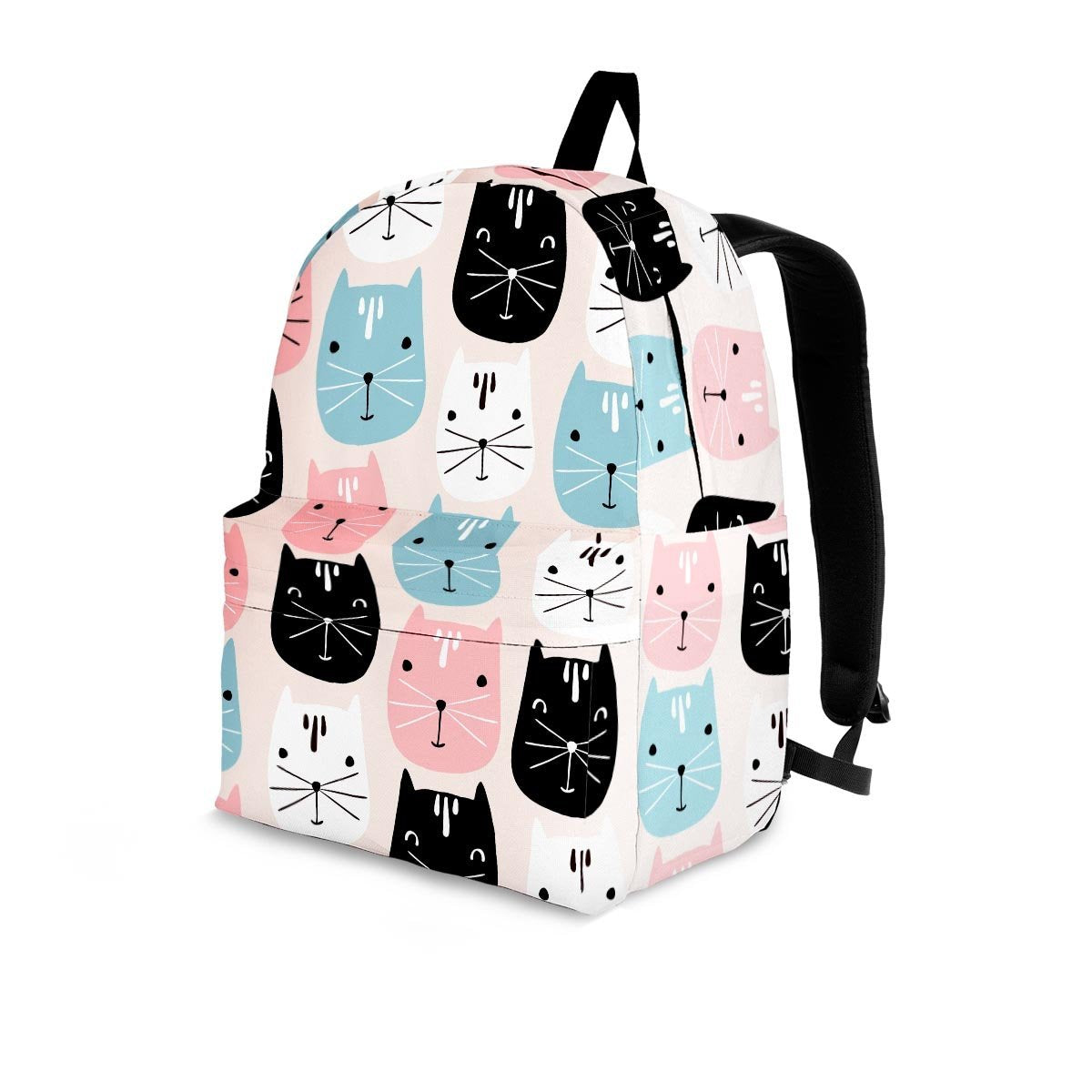 Cute Cat Face Print Backpack-grizzshop