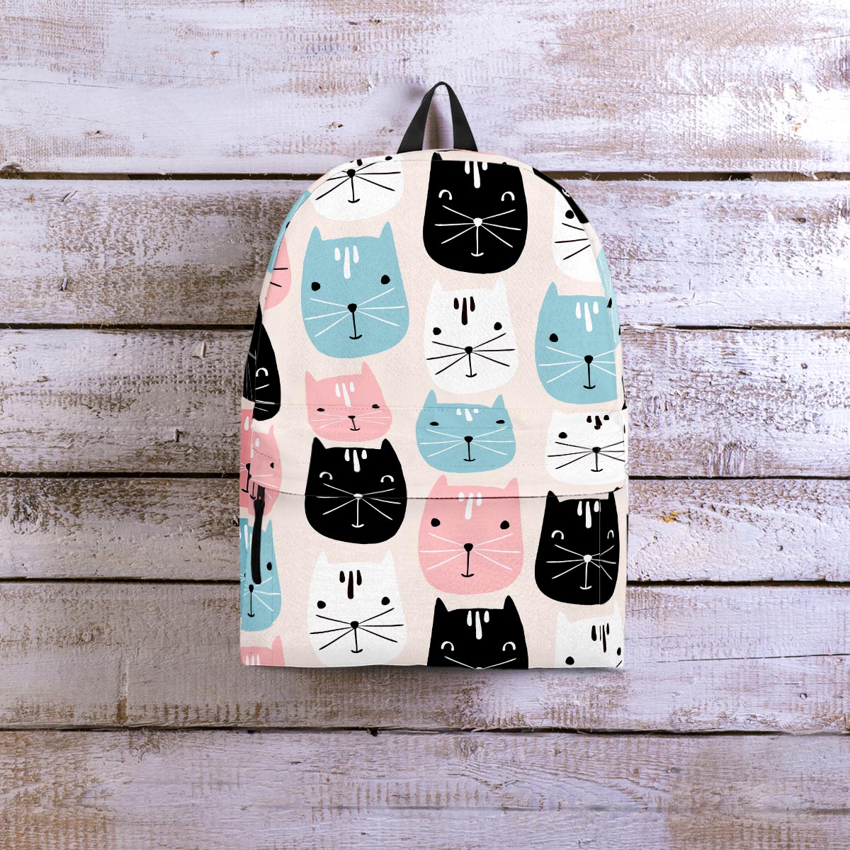 Cute Cat Face Print Backpack-grizzshop