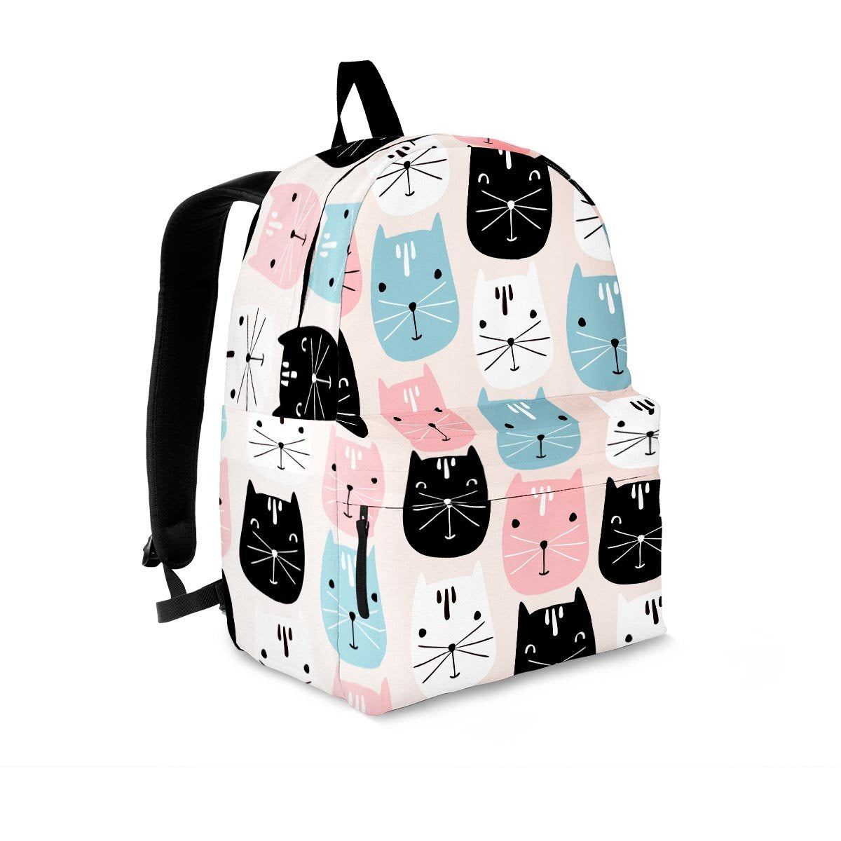 Cute Cat Face Print Backpack-grizzshop